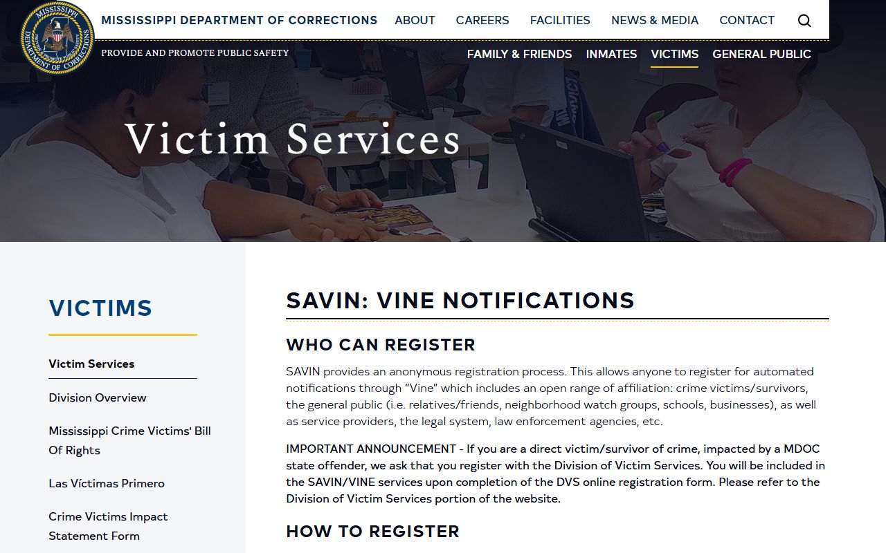 Wayne County arrest and charge custody notifications through MS SAVIN and VINE