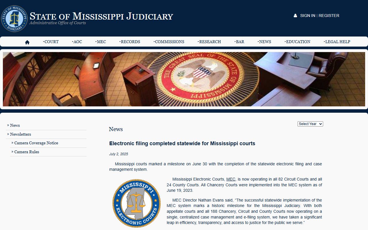 Wayne County court dockets statewide e-filing completion notice