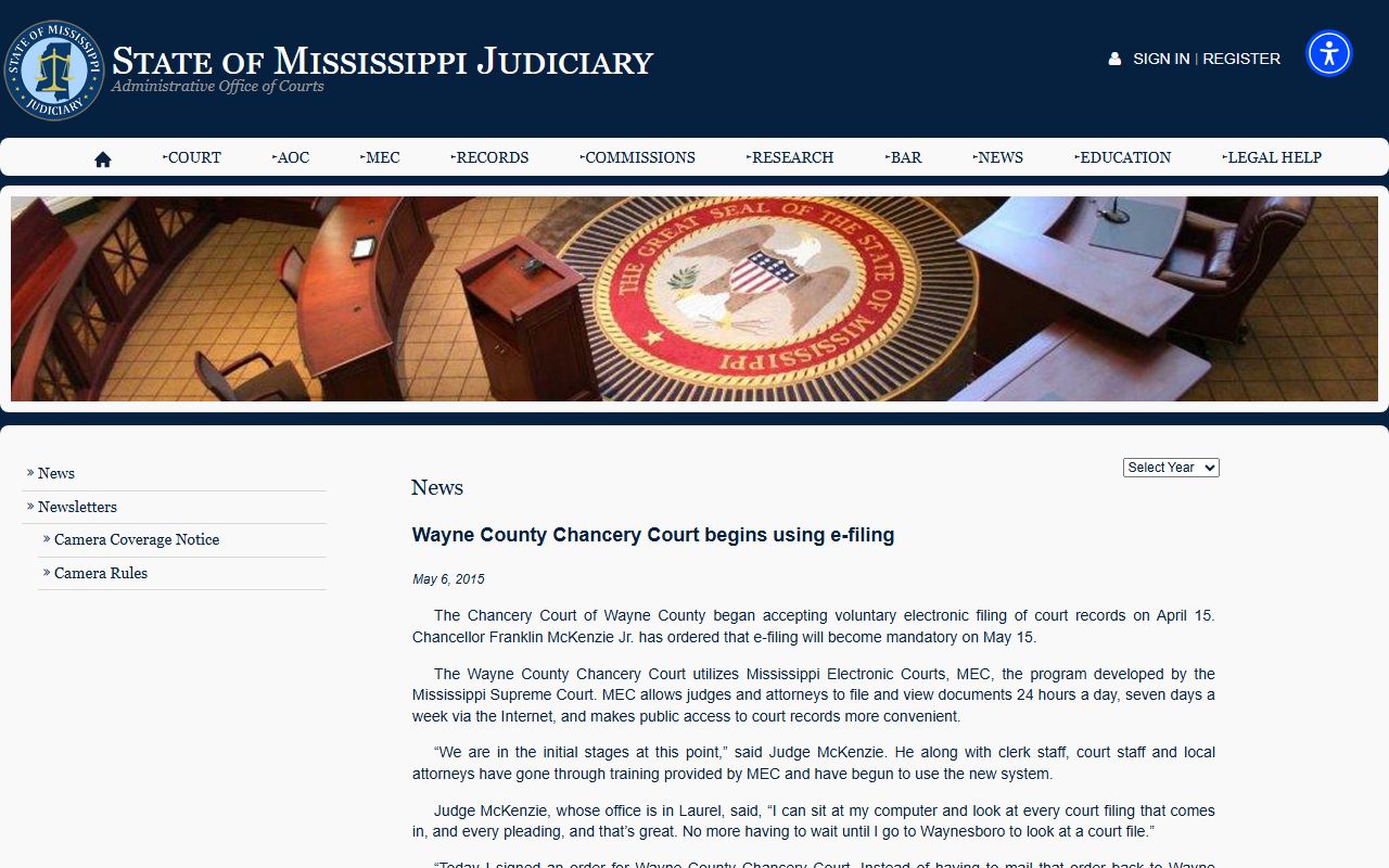 Wayne County Chancery Court dockets e-filing announcement