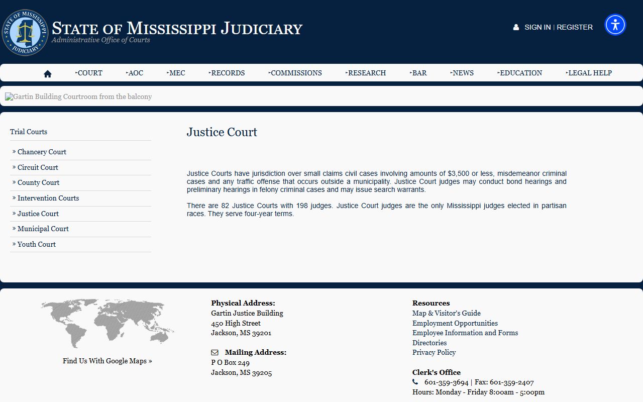 Mississippi Justice Court overview for Wayne County lower court records