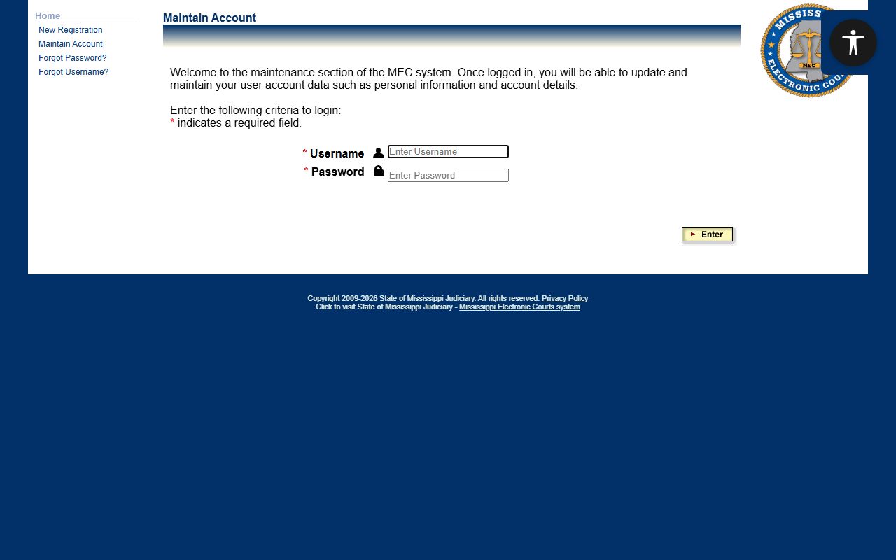 PAMEC login and registration page for Wayne County court records