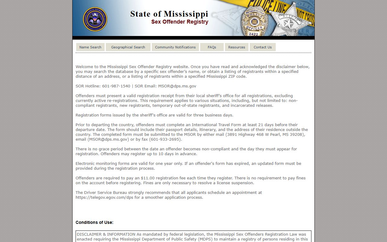 Wayne County sex offender lookup on the Mississippi Sex Offender Registry