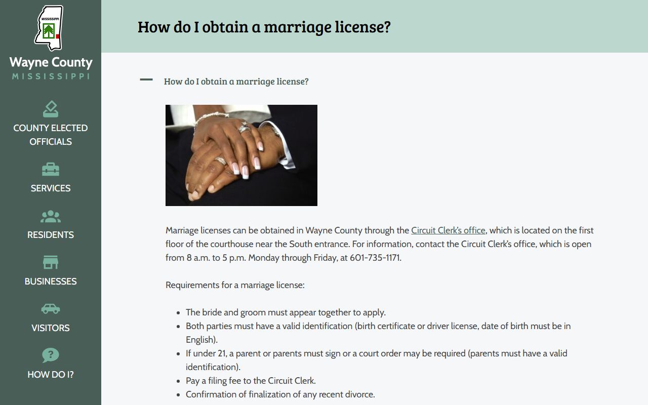 Wayne County marriage license FAQ from the Circuit Clerk